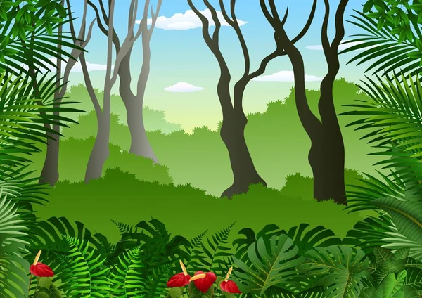 Fundo da floresta tropical — Vetor de Stock