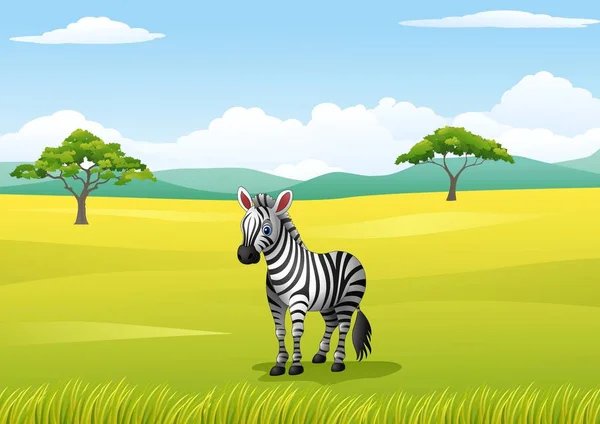 Paisagem africana com zebra — Vetor de Stock