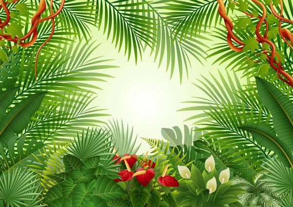 Inconsútil con fondo de bosque tropical — Vector de stock