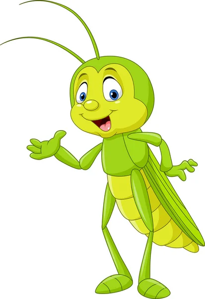 Cartoon grasshopper presenting — Stock Vector
