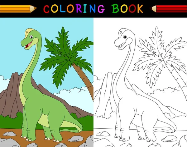 Libro para colorear de dibujos animados brachiosaurus — Archivo Imágenes Vectoriales
