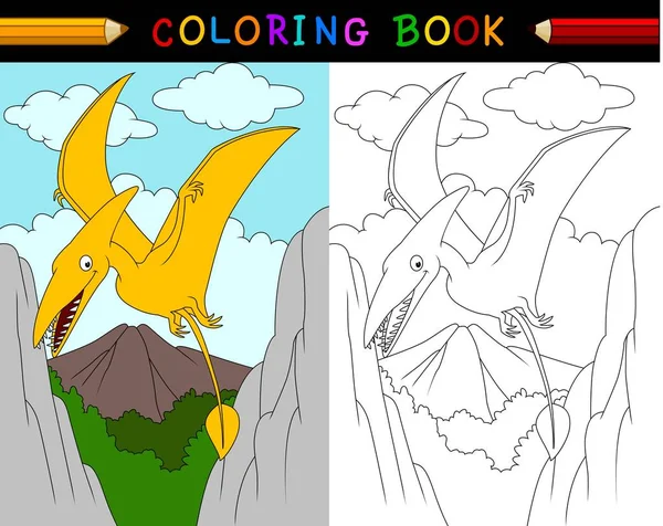 Kreskówka pterozaurów kolorowanka — Wektor stockowy