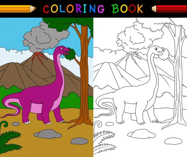 Cartoni animati Apatosaurus colorazione pagina — Vettoriale Stock