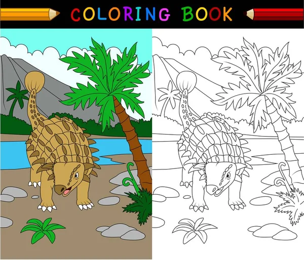 Página para colorear anquilosaurios de dibujos animados — Archivo Imágenes Vectoriales