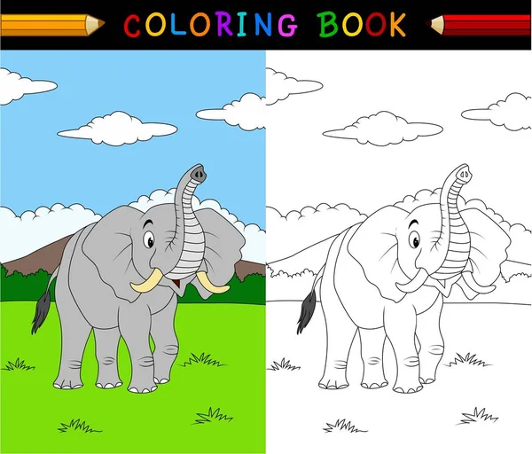 Karikatur Elefant Malbuch — Stockvektor