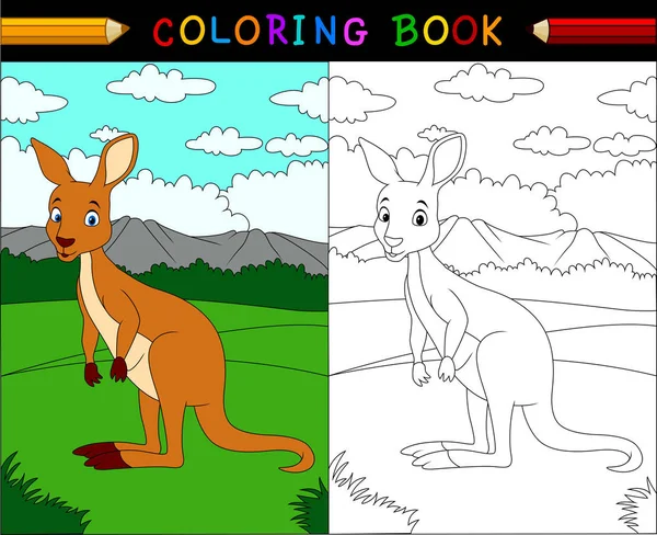 Desenhos animados canguru livro para colorir — Vetor de Stock