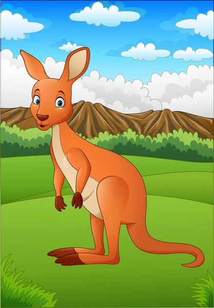 Zeichentrickkänguru im australischen Outback — Stockvektor