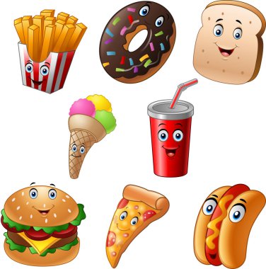 Fast food karikatür koleksiyonu kümesi