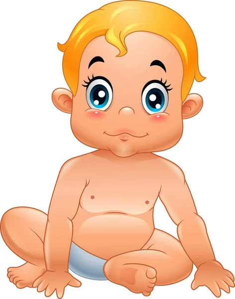 Cartoon schattige baby geïsoleerd op witte achtergrond — Stockvector