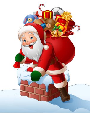 Çizgi film Noel Baba baca aracılığıyla bir ev girer