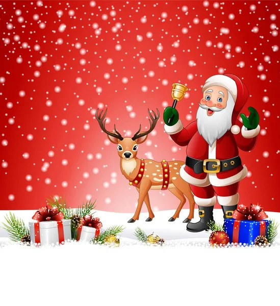 Fondo navideño con campana de Santa Clause — Vector de stock