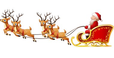 Noel Baba Noel üzerinde Ren geyiği kızak sürmek