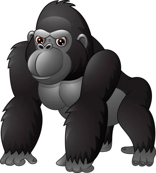 Grappige gorilla cartoon geïsoleerd op witte achtergrond — Stockvector