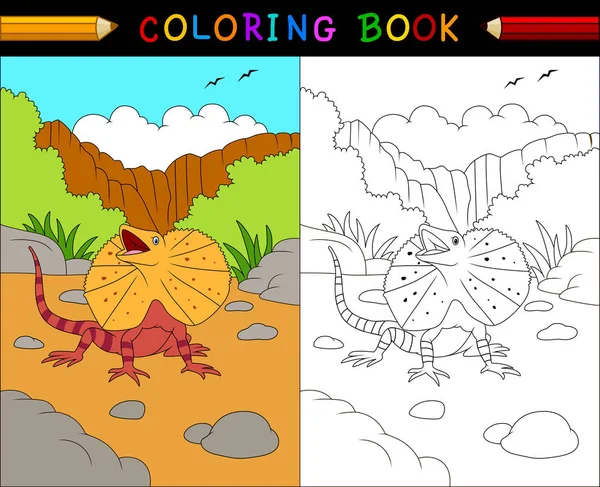 Cartoon frilled lizard coloring book, Australian animals series Vector Graphics