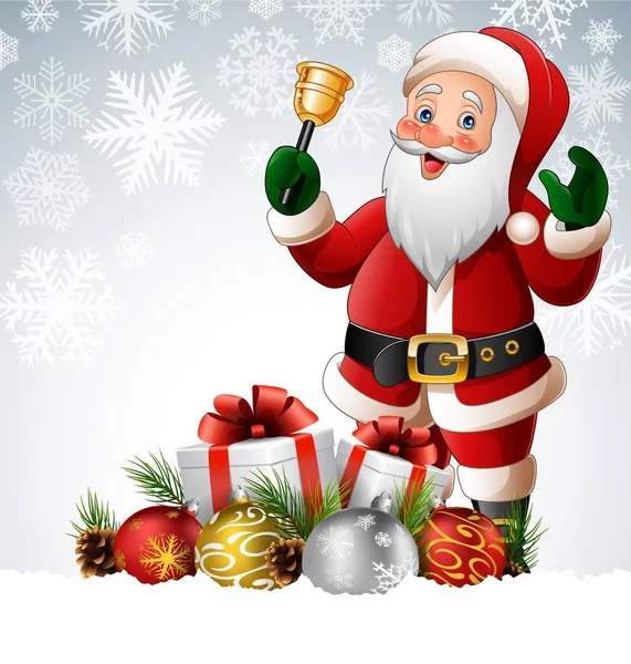 Natal Fundo Com Papai Noel Tocando Sino —  Vetores de Stock
