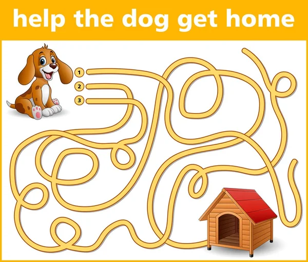 Maze Game Help Dog Get Home — Stock Vector