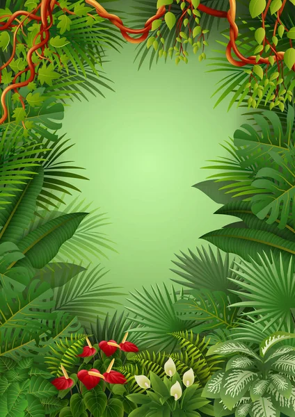 Tropischen Dschungel Grünen Hintergrund — Stockvektor