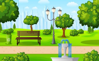 Tezgah ve çeşme ile yeşil Şehir Parkı
