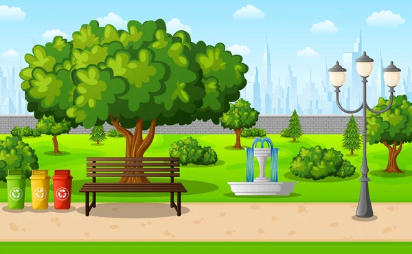 绿色城市公园与镇大厦 — 图库矢量图片