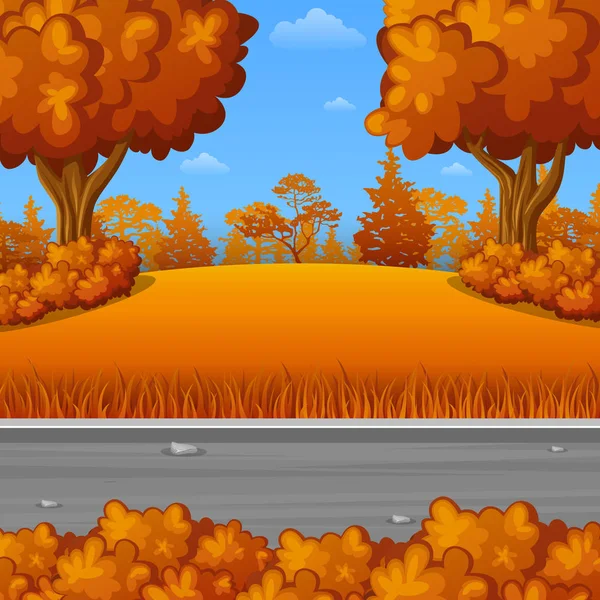 Autumn Landscape Road — Stock Vector