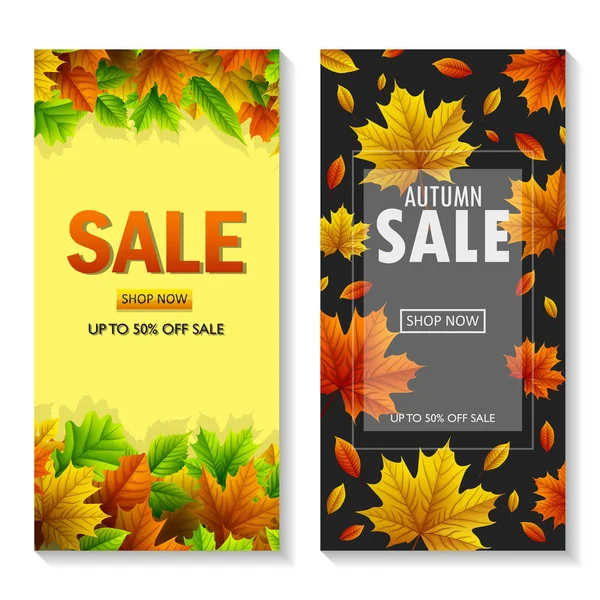 Set Two Autumn Sale Banners — Stock Vector