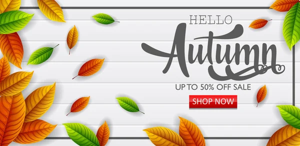 Hallo Herbst Verkauf Banner — Stockvektor
