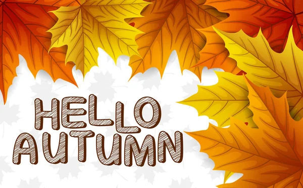 Beyaz arka plan üzerinde yazı ile sonbahar yaprakları