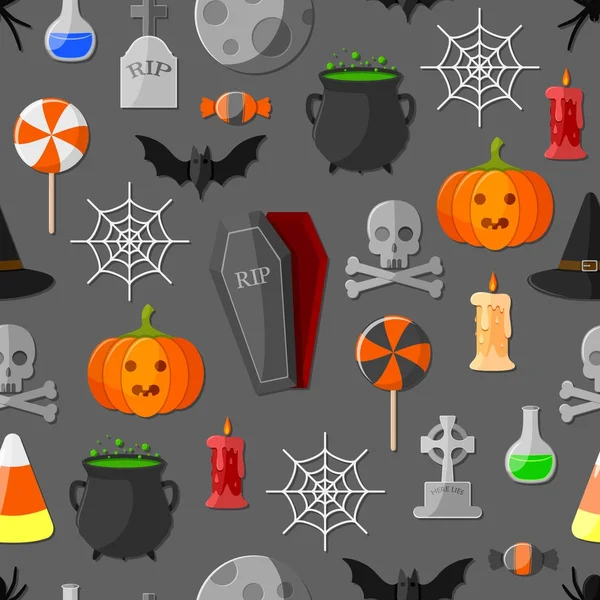 Set Van Platte Halloween Pictogrammen — Stockvector