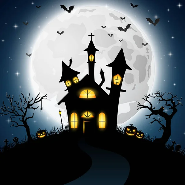 Halloween Háttér Ijesztő Templom — Stock Vector