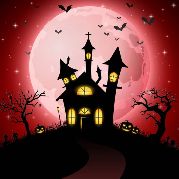 Fondo Halloween Con Iglesia Miedo — Vector de stock