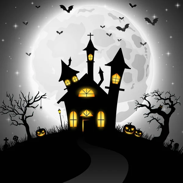 Fondo Halloween Con Iglesia Miedo — Vector de stock