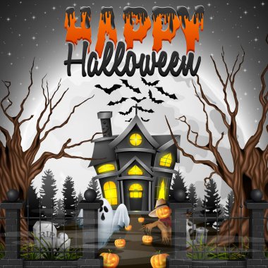 Hayalet ve korkuluk korkunç Cadılar Bayramı arka plan