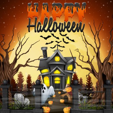 Hayalet ve korkuluk korkunç Cadılar Bayramı arka plan