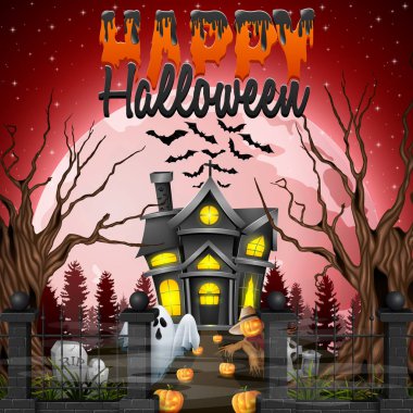 Hayalet ve korkuluk korkunç Cadılar Bayramı arka plan