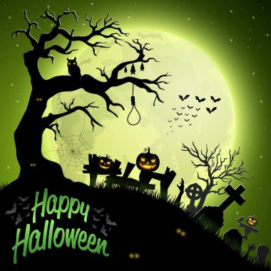 Cadılar Bayramı gecesi dolunay arka plan