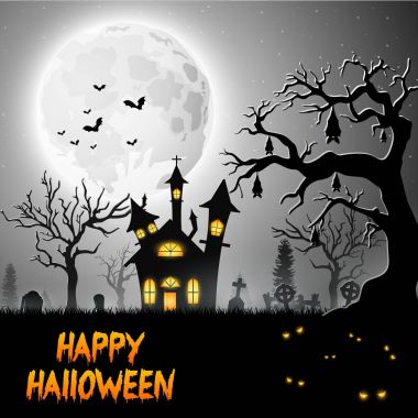 Ağaçta asılı yarasalar ile korkunç Kilisesi