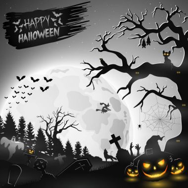 Balkabaklarıyla cadılar bayramı arka planı