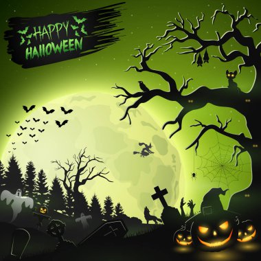 Balkabaklarıyla cadılar bayramı arka planı