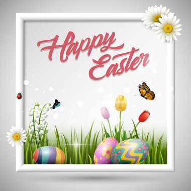 Güzel doğa arka plan ile Paskalya yortusu yumurta