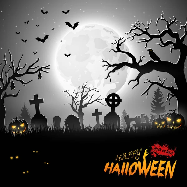 Fondo Fiesta Halloween Con Cementerio Miedo — Archivo Imágenes Vectoriales