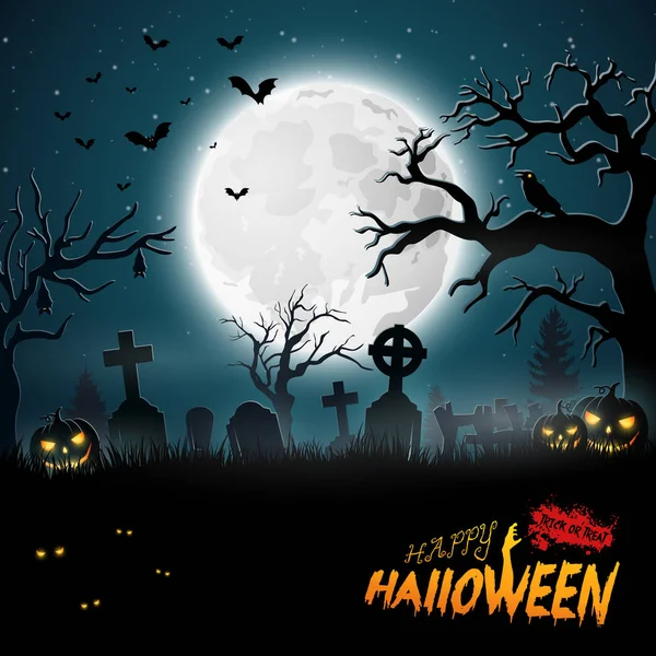 Fondo Fiesta Halloween Con Cementerio Miedo — Archivo Imágenes Vectoriales
