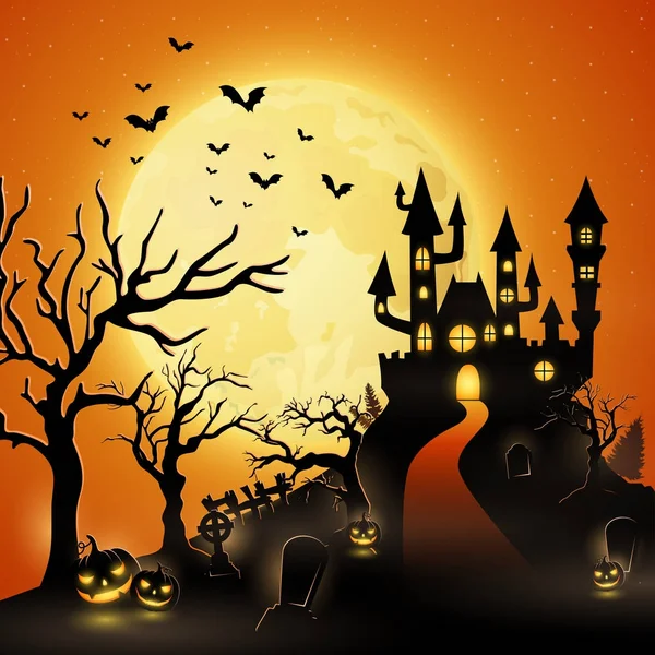 Dessin Animé Fond Halloween Avec Château Citrouille — Image vectorielle