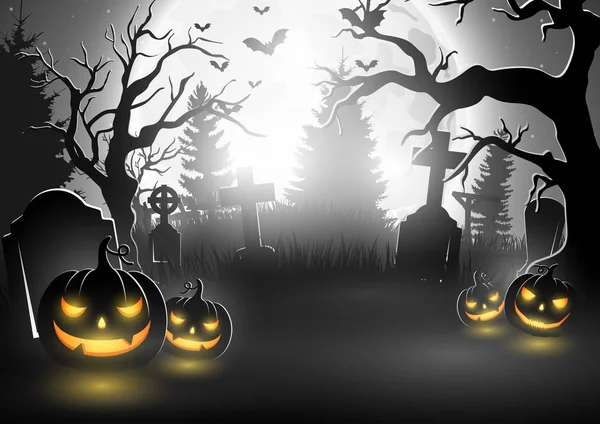Halloween Hintergrund Mit Gruseligen Kürbissen — Stockvektor