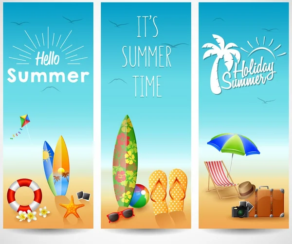 Üç tropik plaj seti