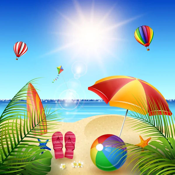 Férias Verão Bela Praia —  Vetores de Stock