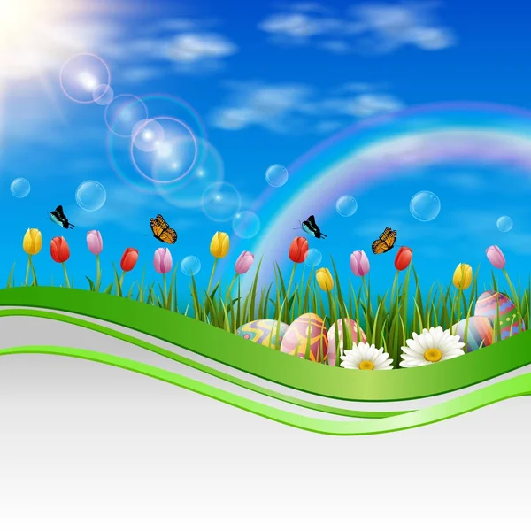 Beautiful Nature Background Easter Egg — Stock Vector