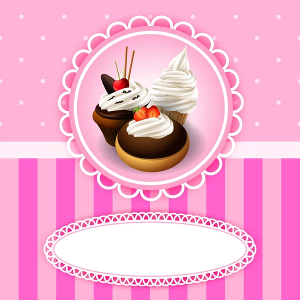 Fondo Vintage Con Cupcake — Vector de stock