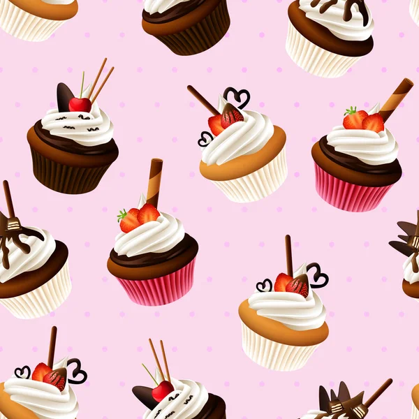 Cupcake Auf Rosa Hintergrund — Stockvektor