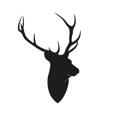 Beyaz arka plan üzerinde izole siluet baş geyik