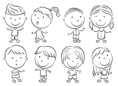Mutlu çocuk çizgi film doodle